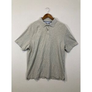 Tasso Elba Polo Shirt Mens Large Grey Short Sleeve Cotton Solid Casual